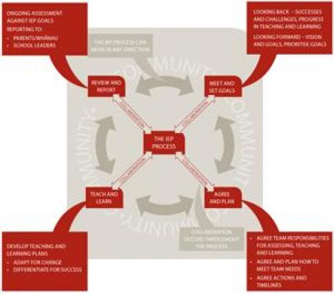 The IEP Process diagram with additional explanation of the four core components