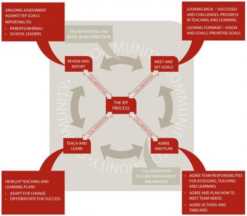 IEP Process diagram with additional explanation of the four core components